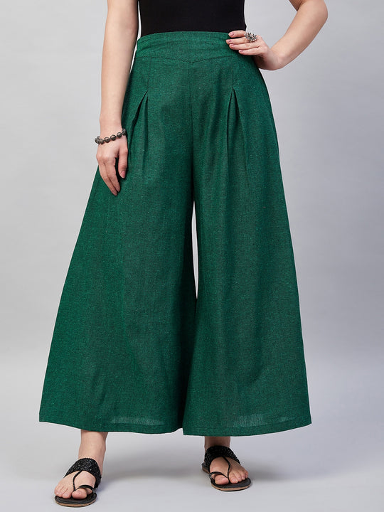 Bottle Green Handloom Palazzo