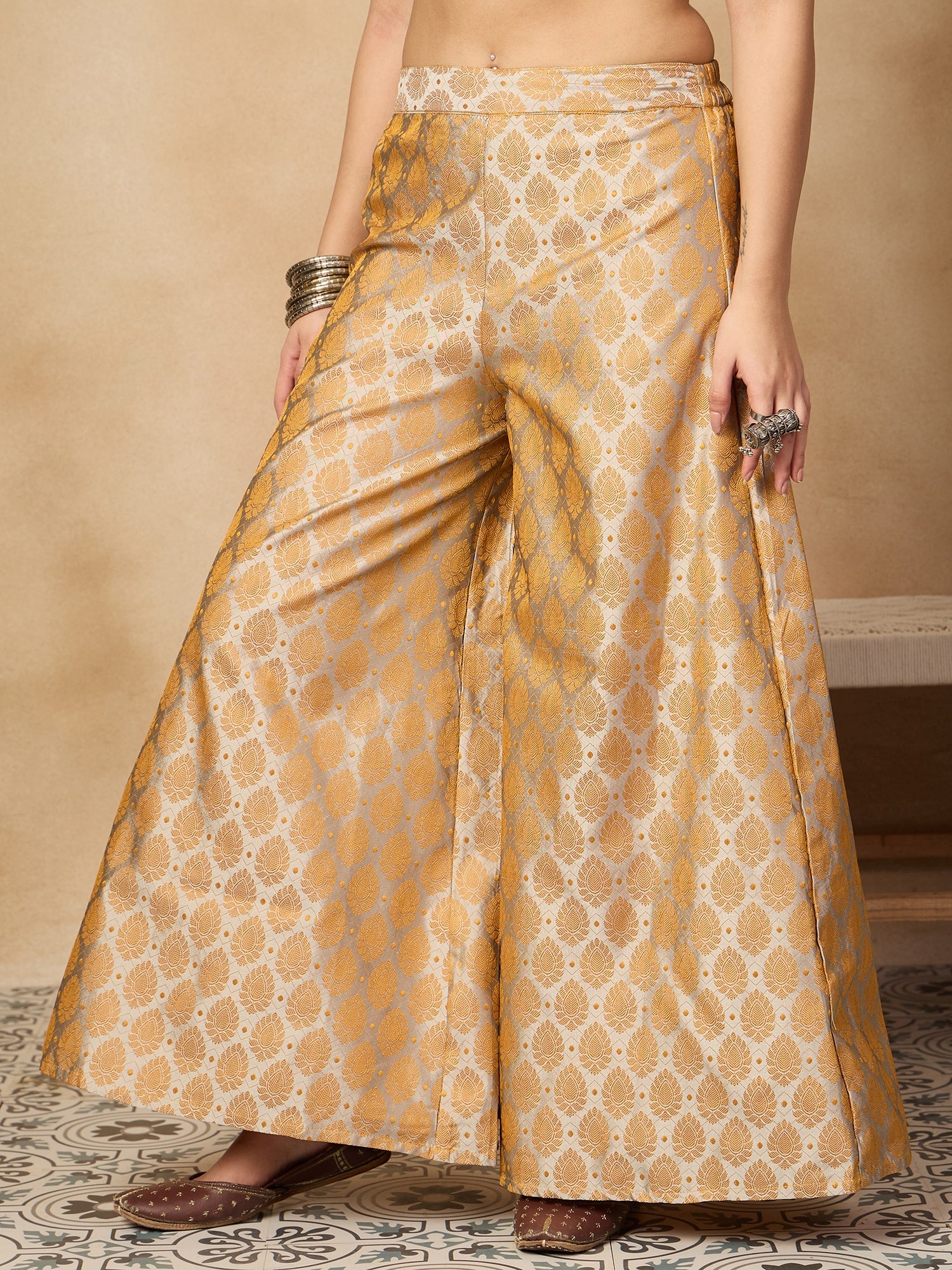 Light Grey Jacquard Palazzo