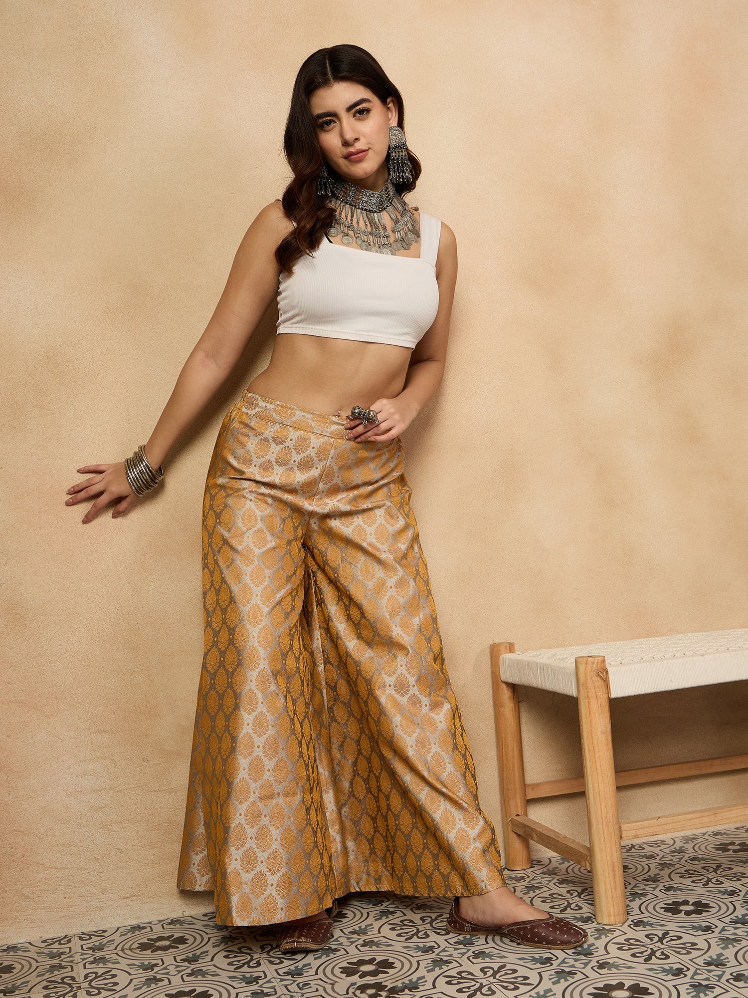 Light Grey Jacquard Palazzo