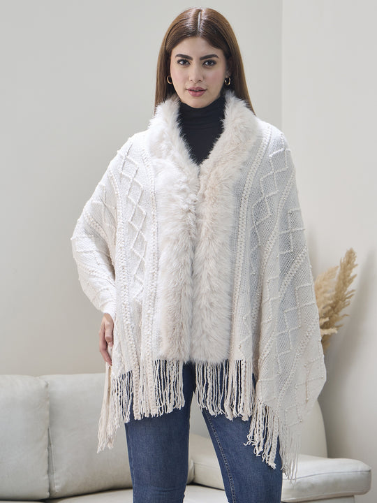 White Pearl Fur Poncho