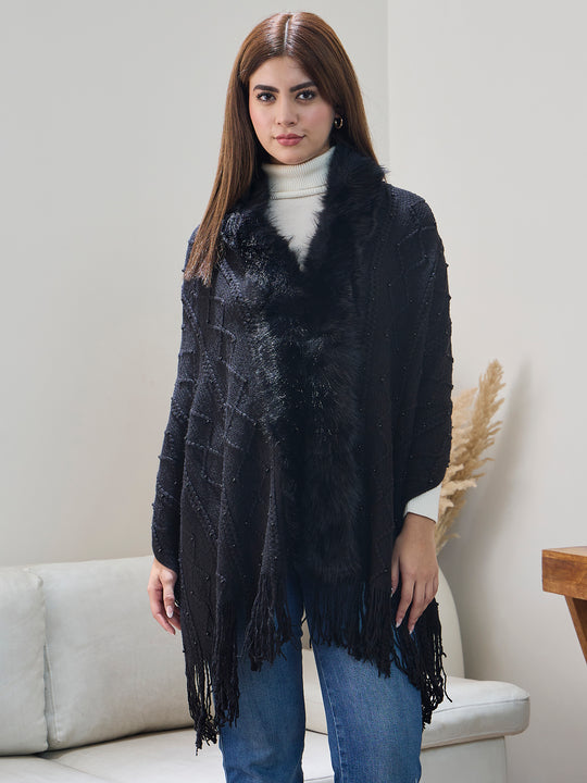 Black Pearl Fur Poncho