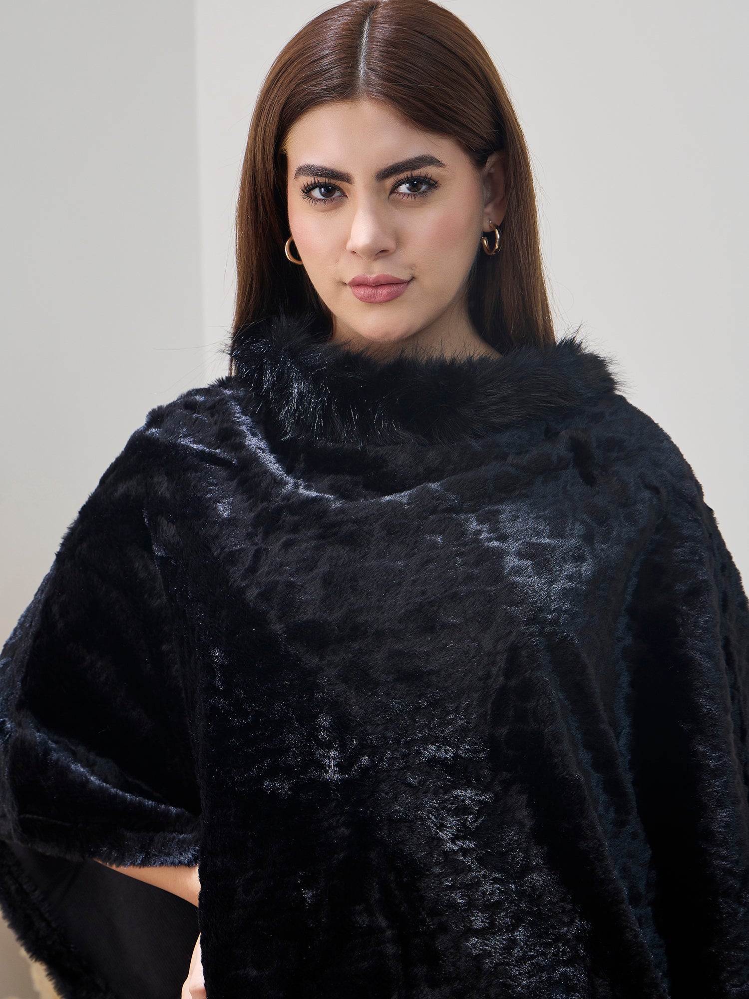Black Fur Poncho