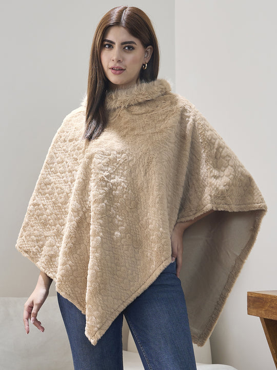 Beige Fur Poncho