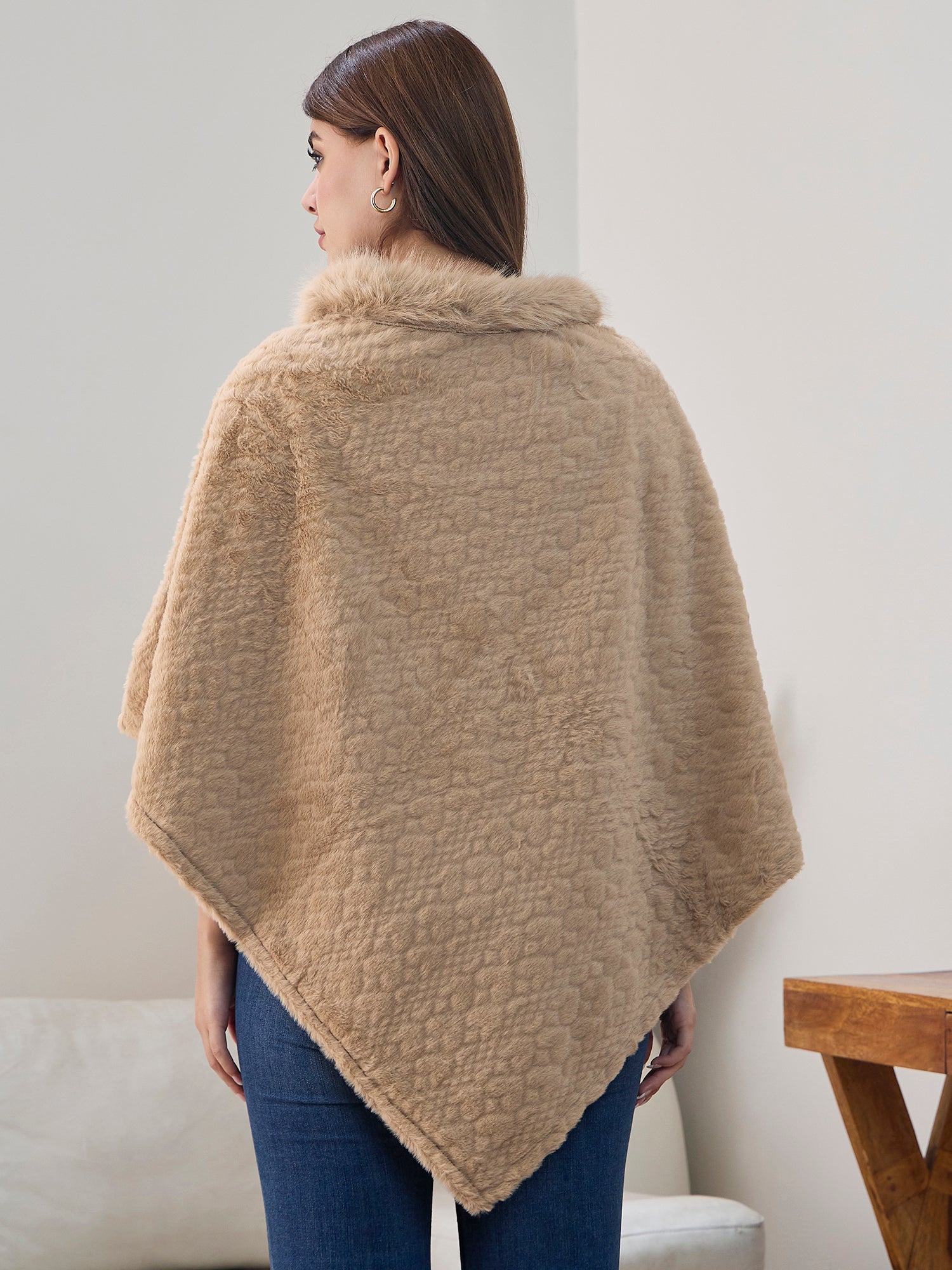 Beige Fur Poncho