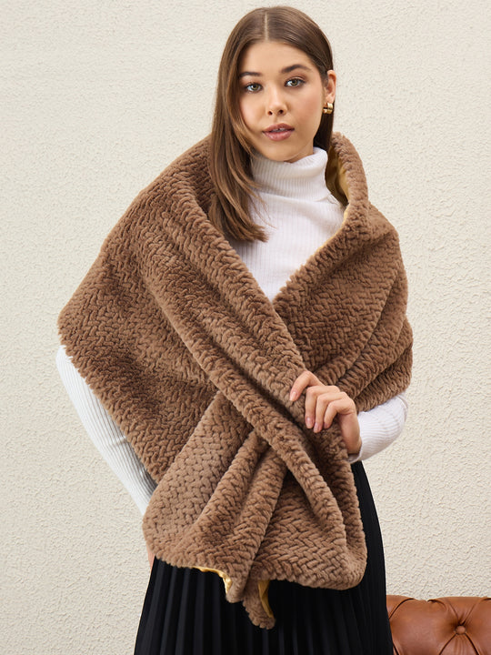 Light Brown Texture Fur Cape