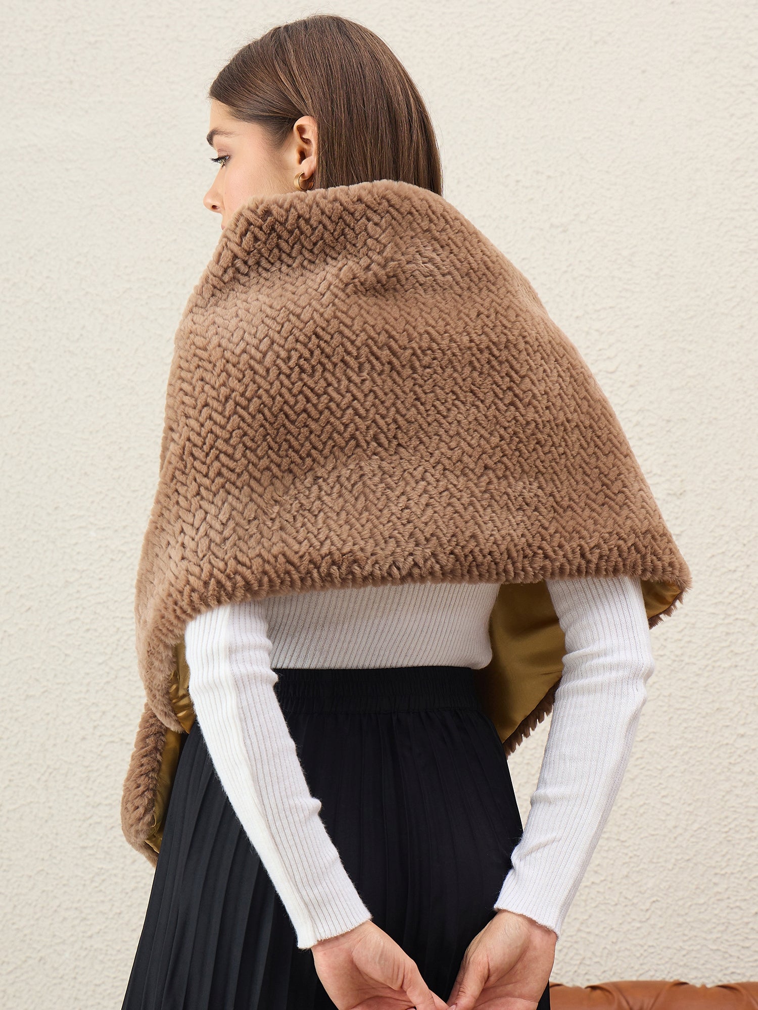 Light Brown Texture Fur Cape