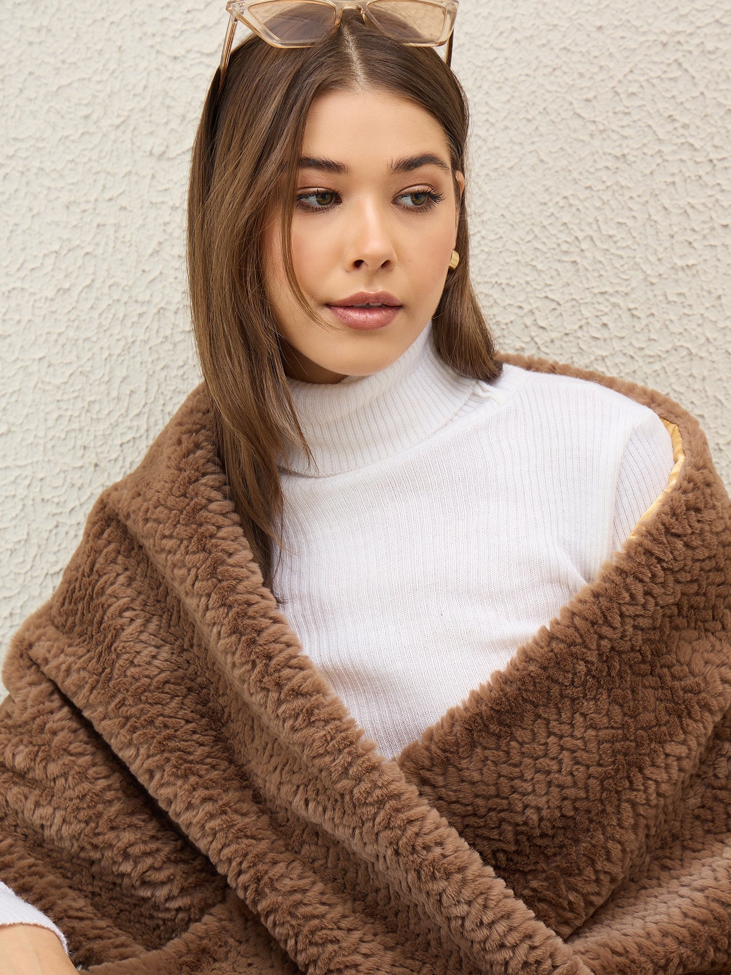 Light Brown Texture Fur Cape