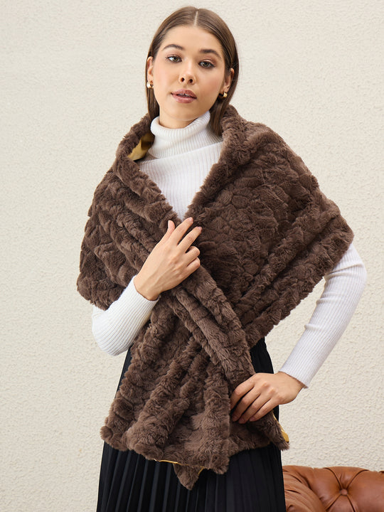 Dark Brown Texture Fur Cape