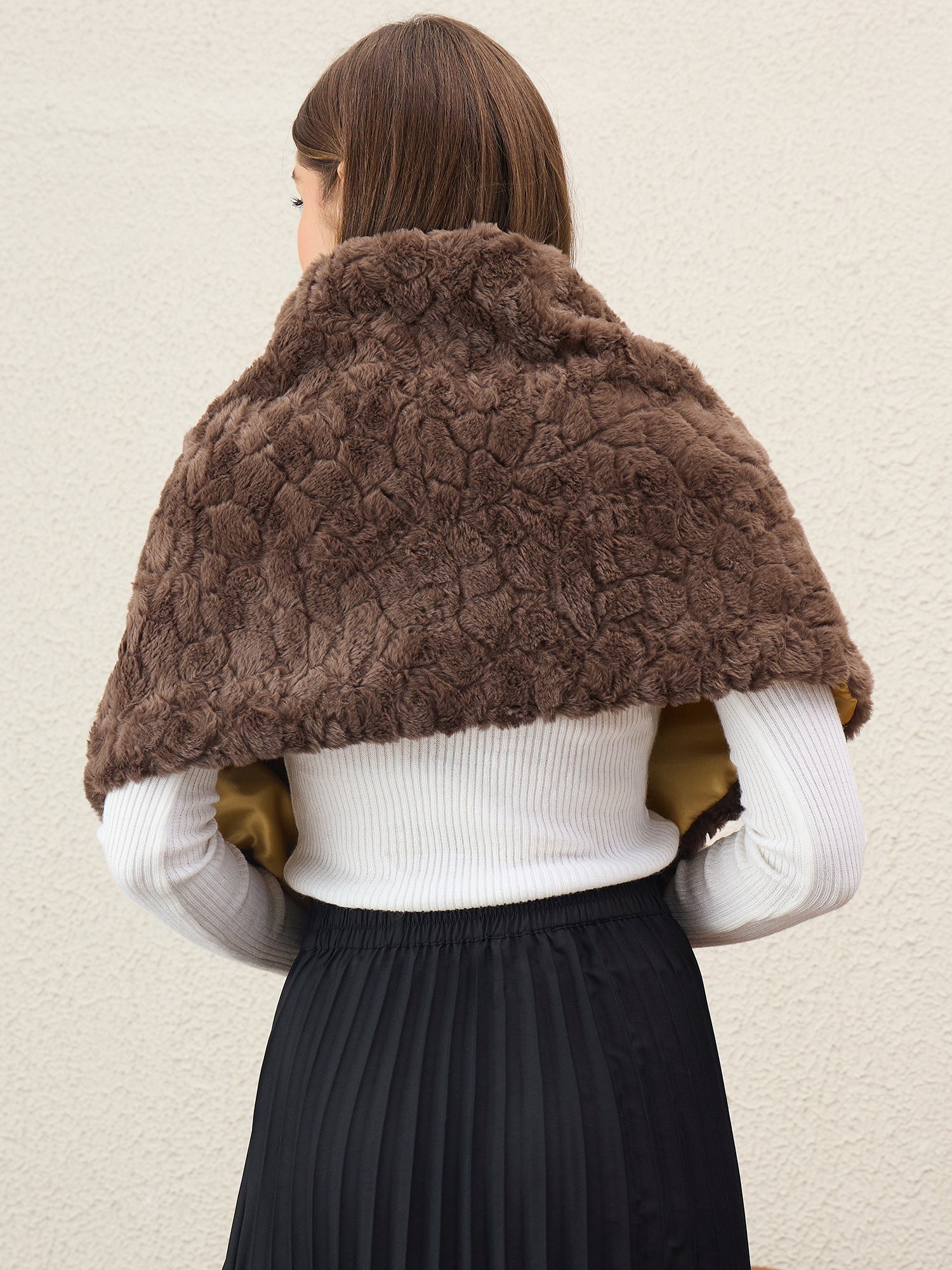Dark Brown Texture Fur Cape
