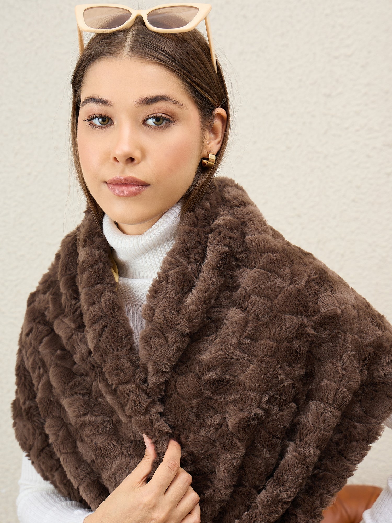 Dark Brown Texture Fur Cape