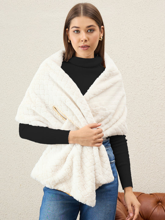 White Texture Fur Cape