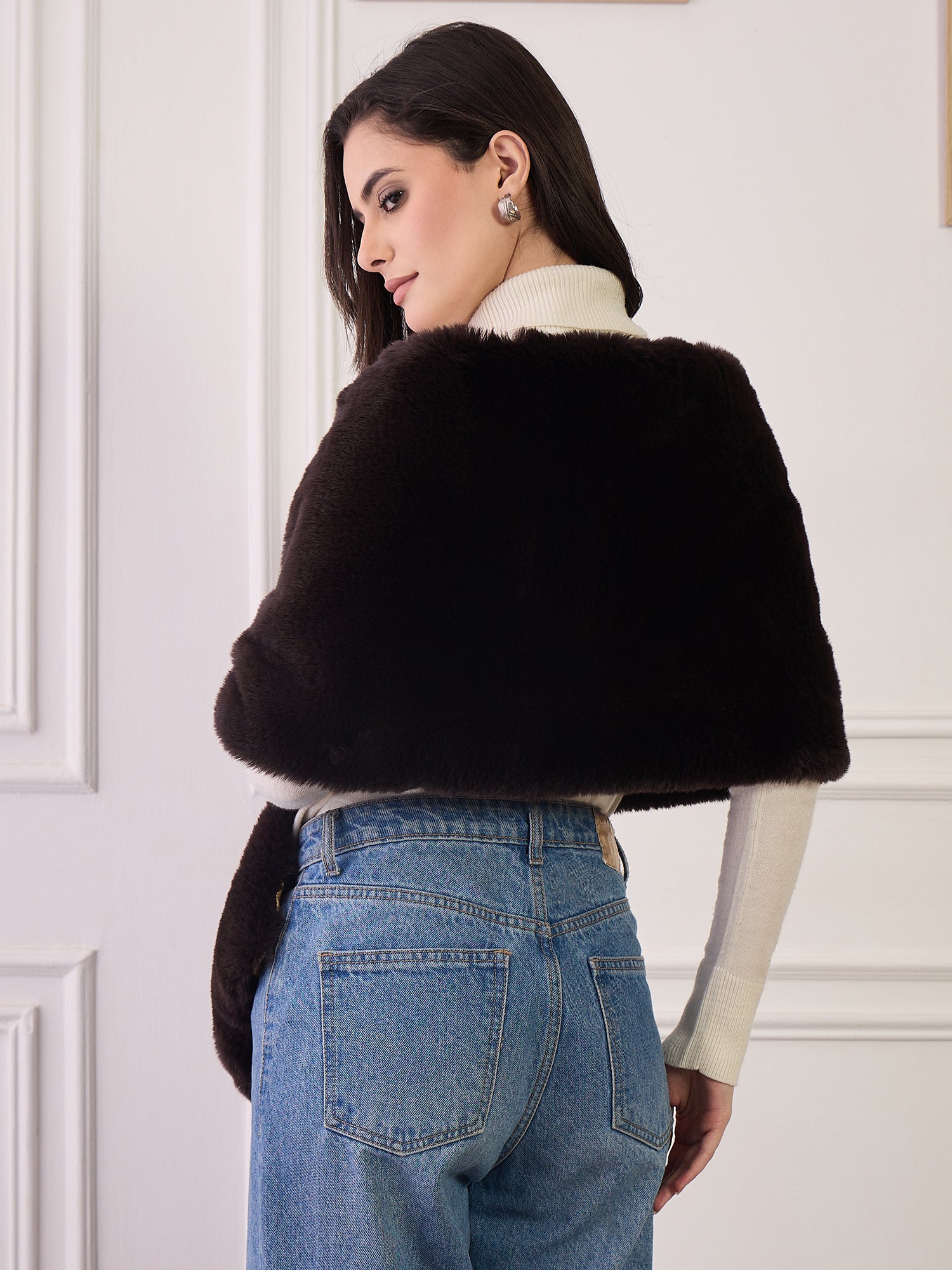 Chocolate Brown Fur Cape