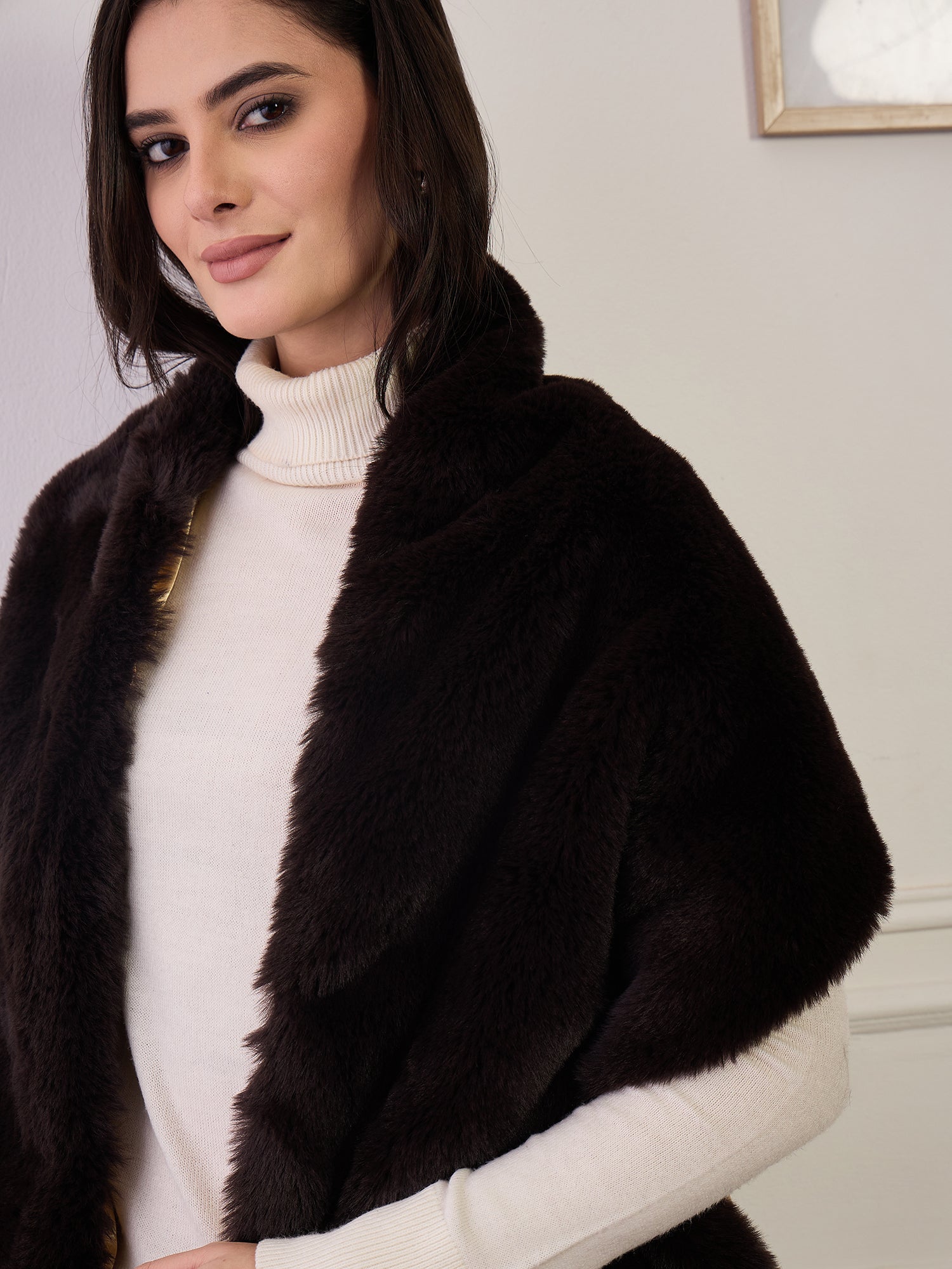 Chocolate Brown Fur Cape