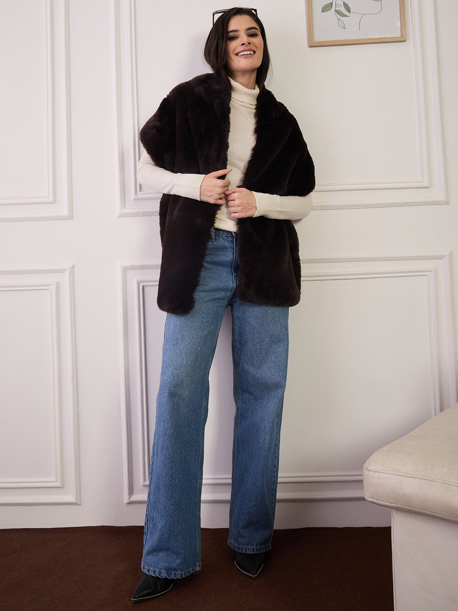 Chocolate Brown Fur Cape