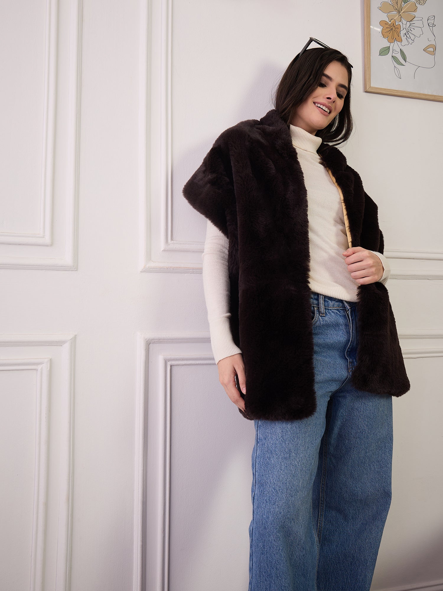 Chocolate Brown Fur Cape