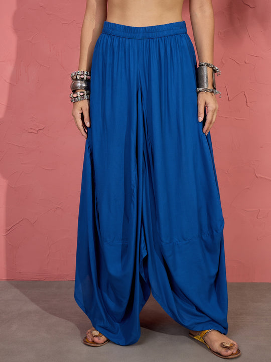 Ink Blue Cowl Dhoti Skirt