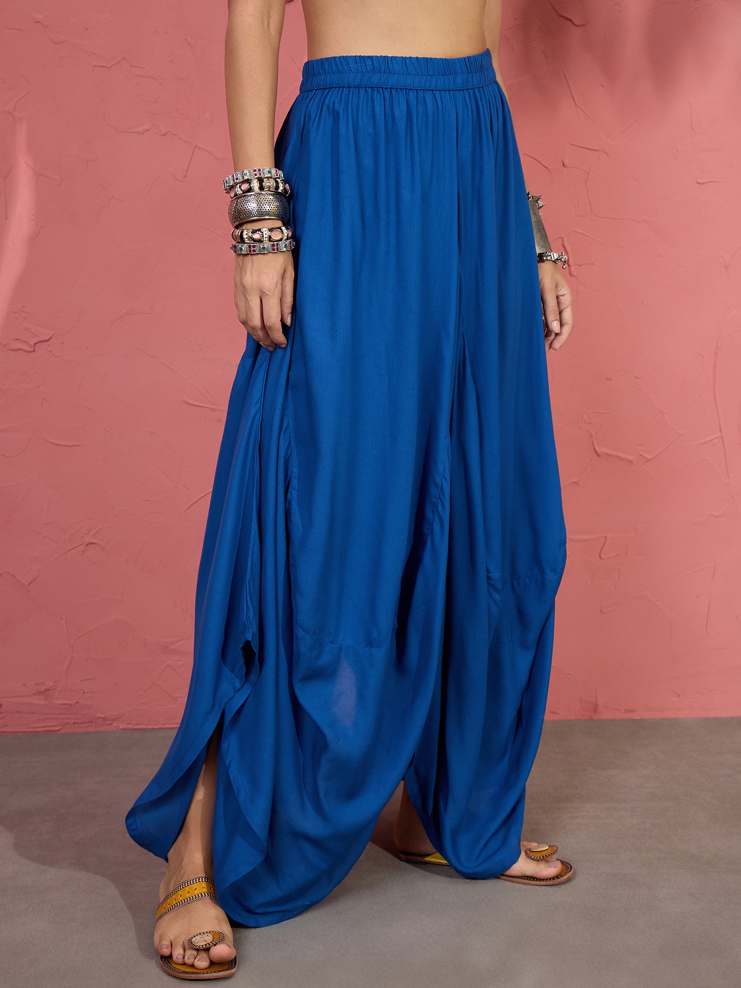 Ink Blue Cowl Dhoti Skirt