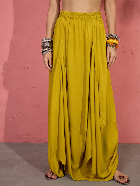Lemon Yellow Cowl Dhoti Skirt
