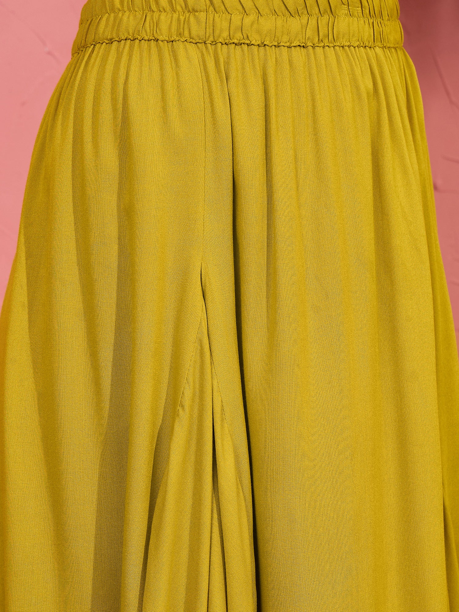 Lemon Yellow Cowl Dhoti Skirt