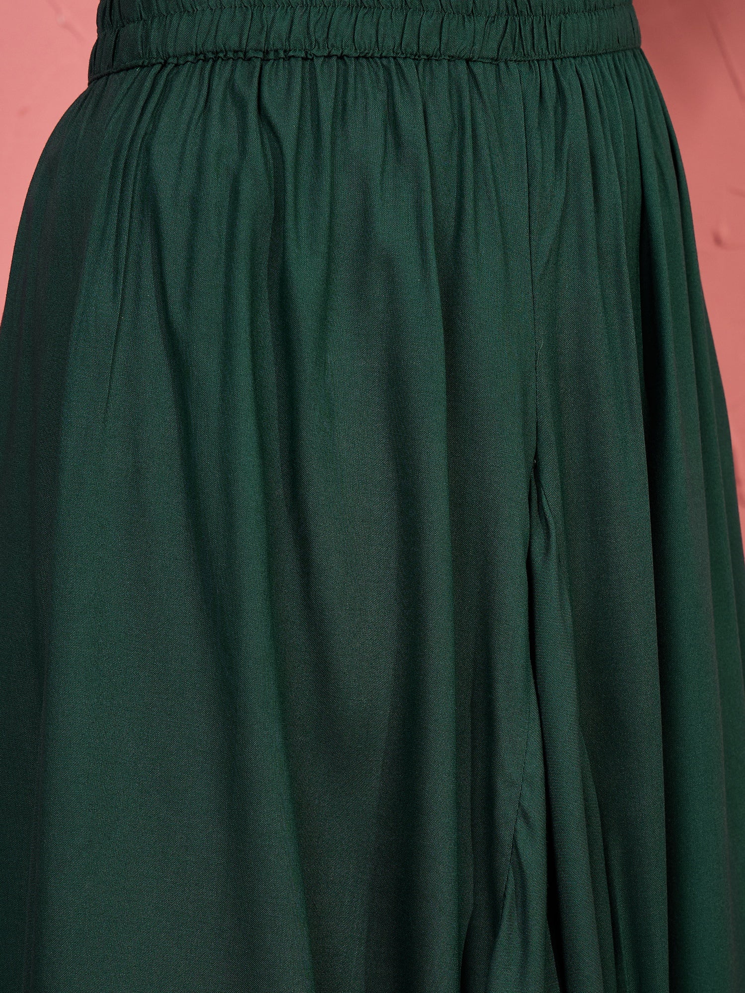 Dark Green Cowl Dhoti Skirt