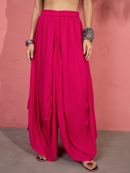 Fuchsia Cowl Dhoti Skirt