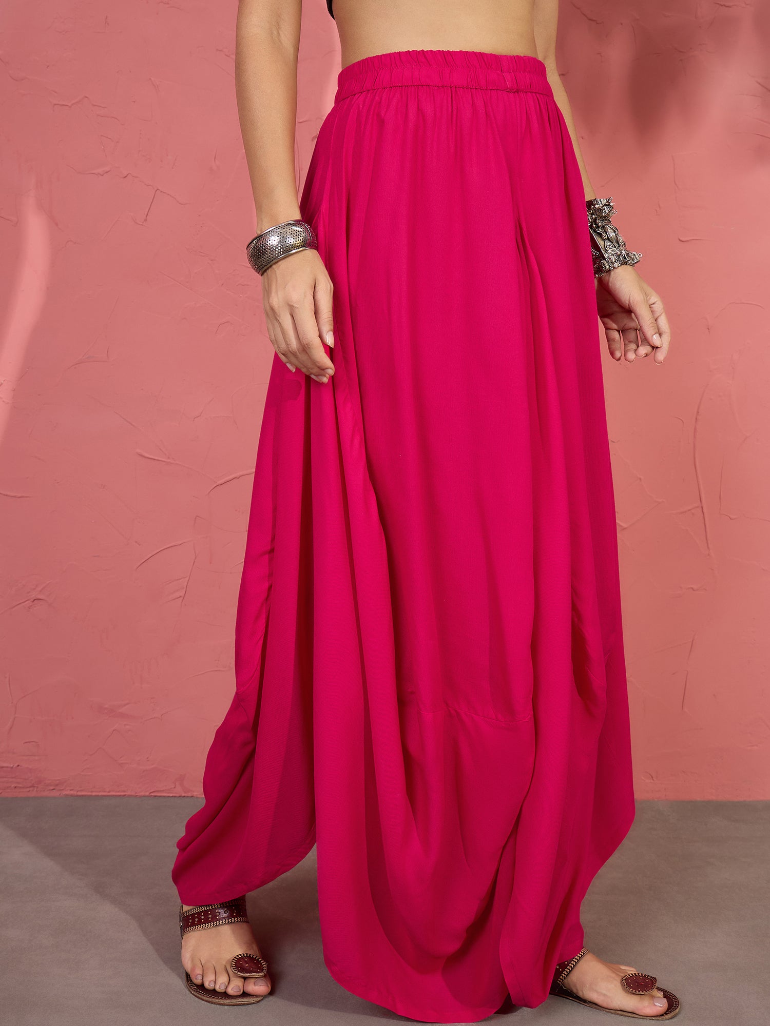 Fuchsia Cowl Dhoti Skirt