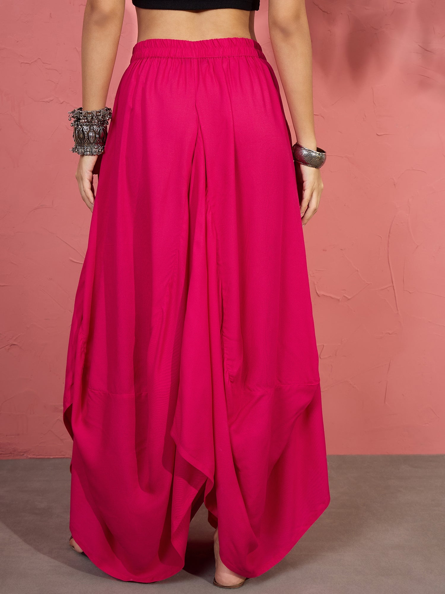 Fuchsia Cowl Dhoti Skirt