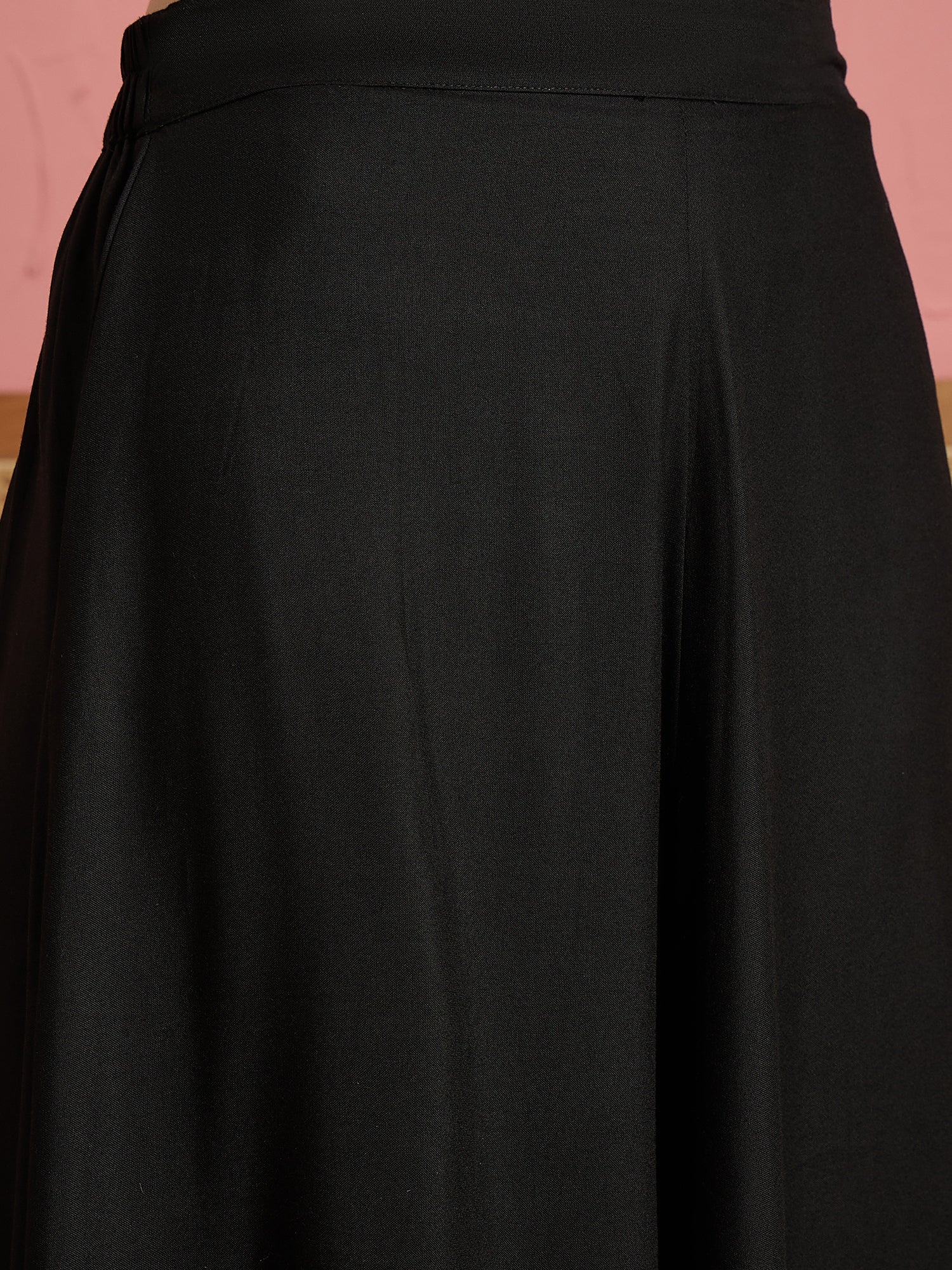 Black Beige Border A Line Skirt (To be dispatched in 7 -10 days)