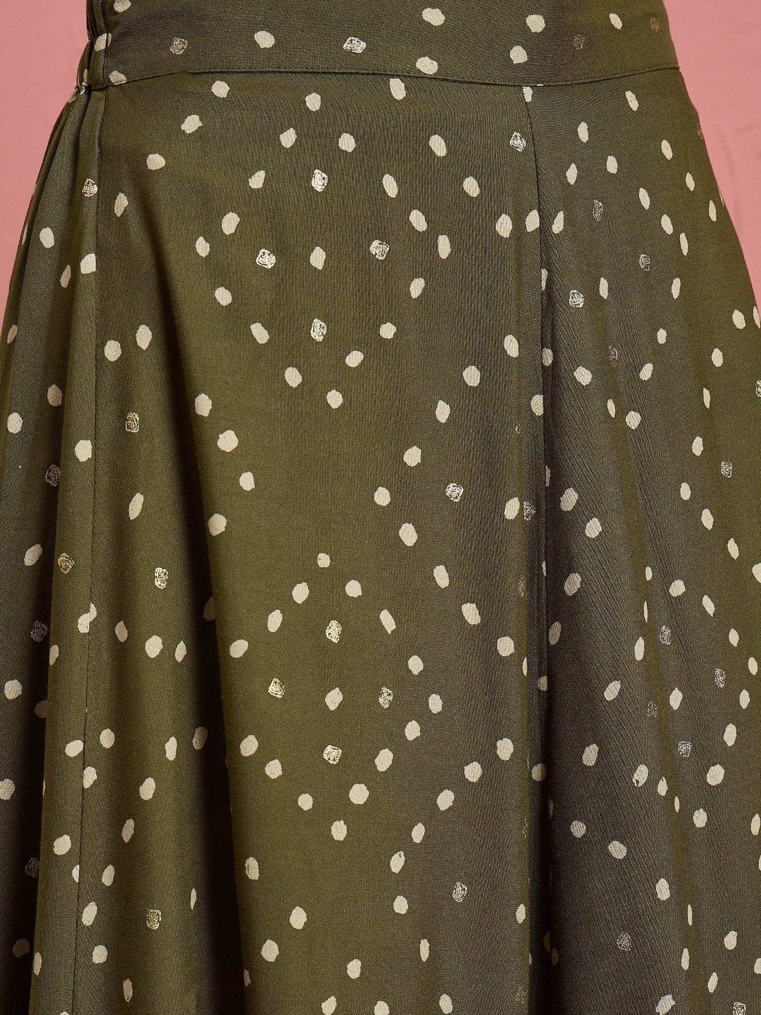 Green Dot Border A Line Skirt (To be dispatched in 7 -10 days)