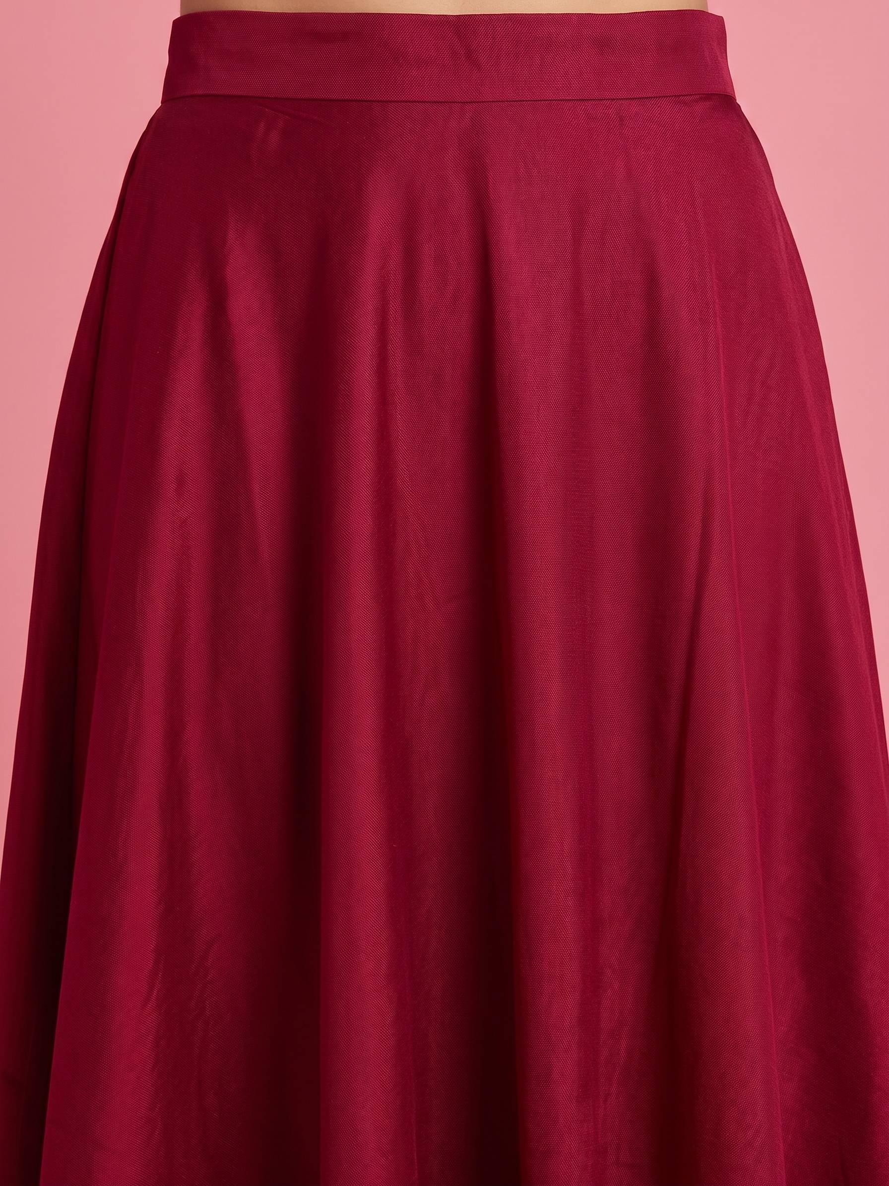 Maroon Art Border A-Line Skirt (To be dispatched in 7 -10 days)