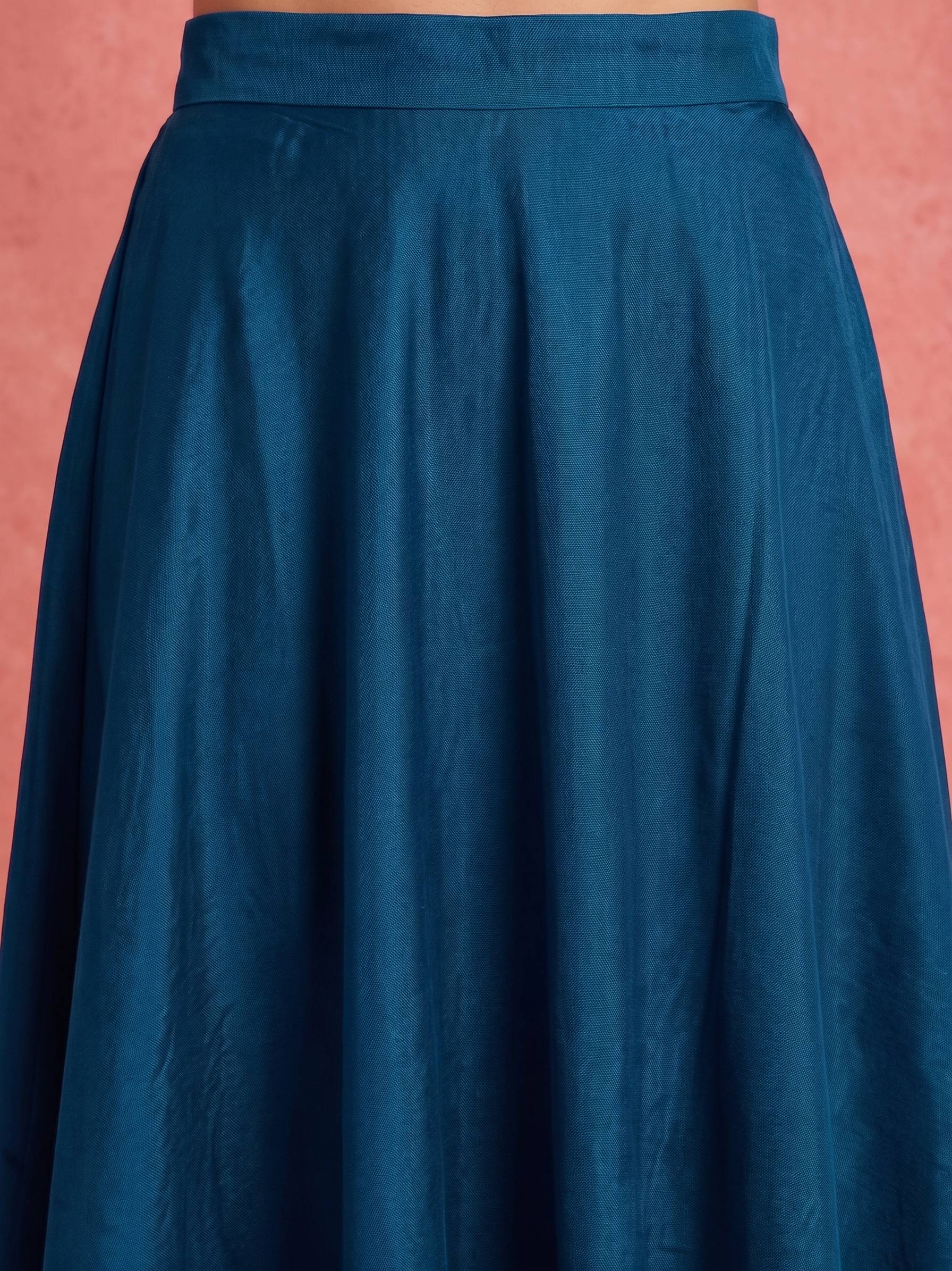 Peacock Teal Art Border A-Line Skirt (To be dispatched in 7 -10 days)