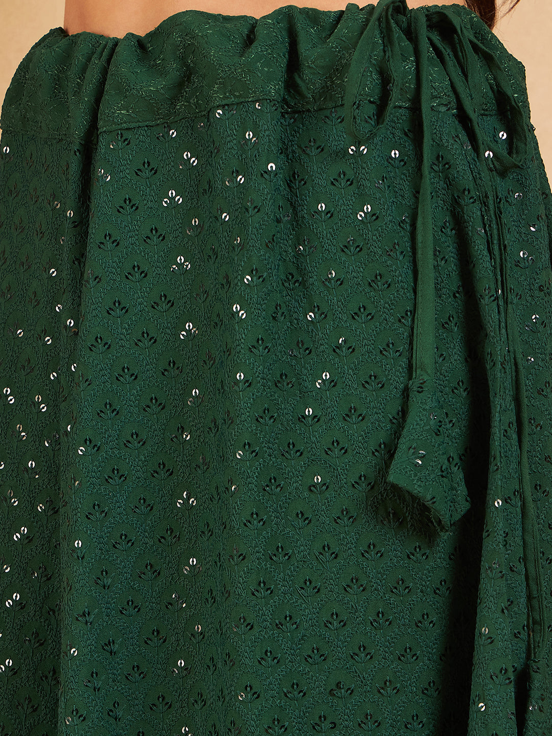 Green Chikankari Skirt