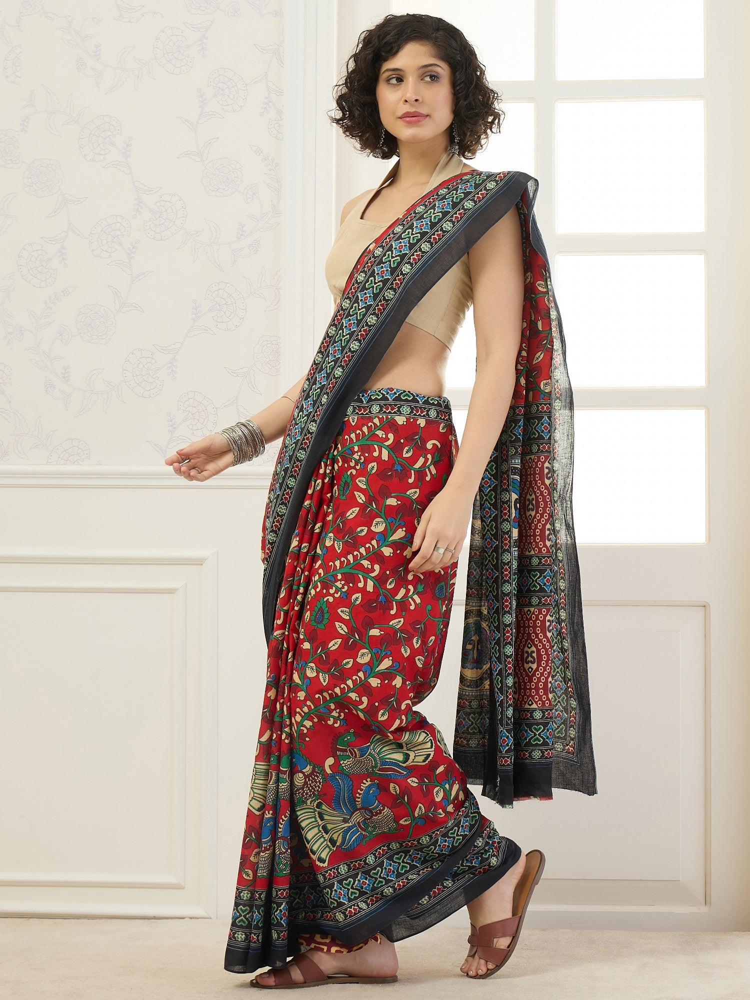 Red Kalamkari Saree