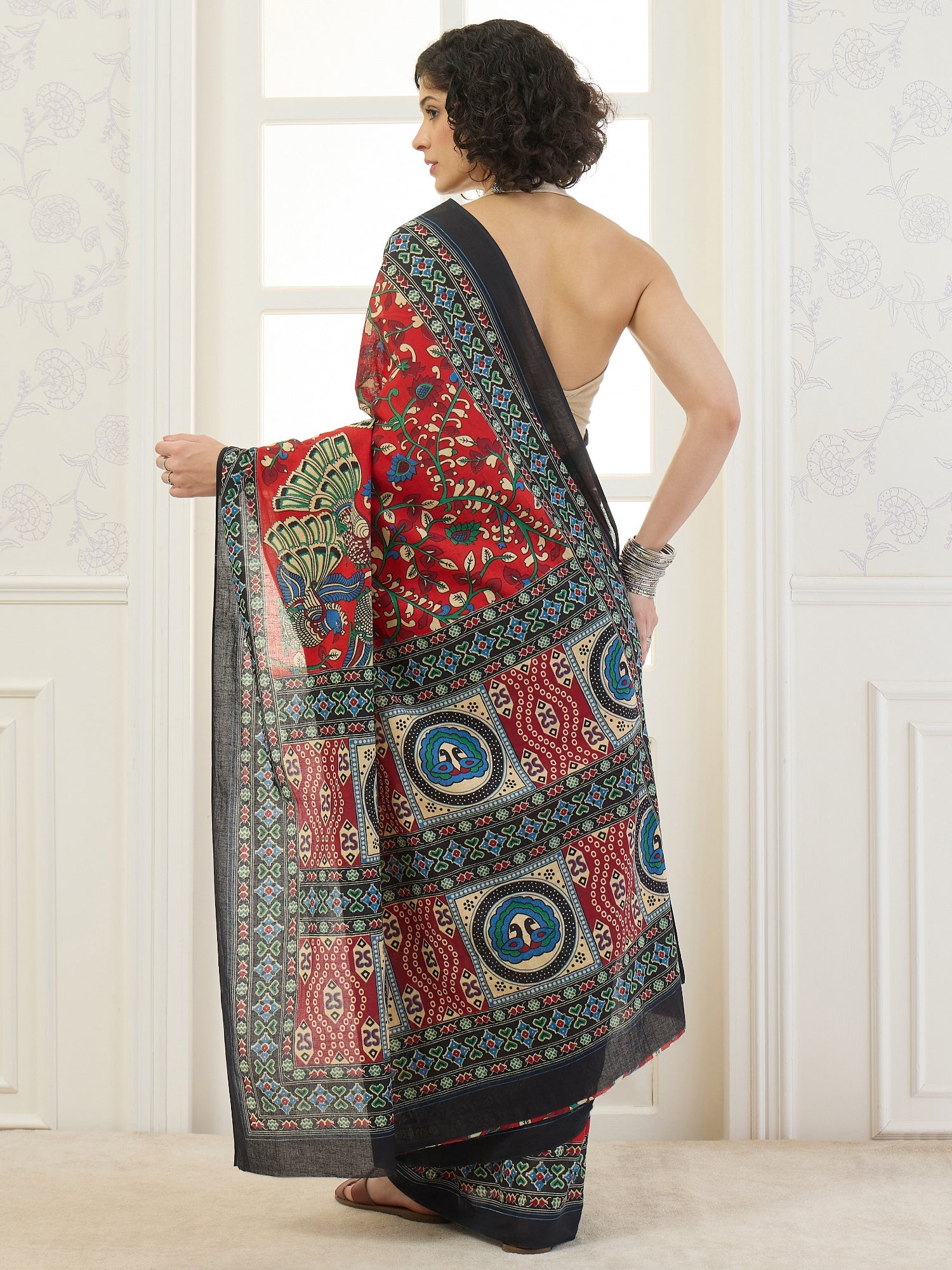 Red Kalamkari Saree