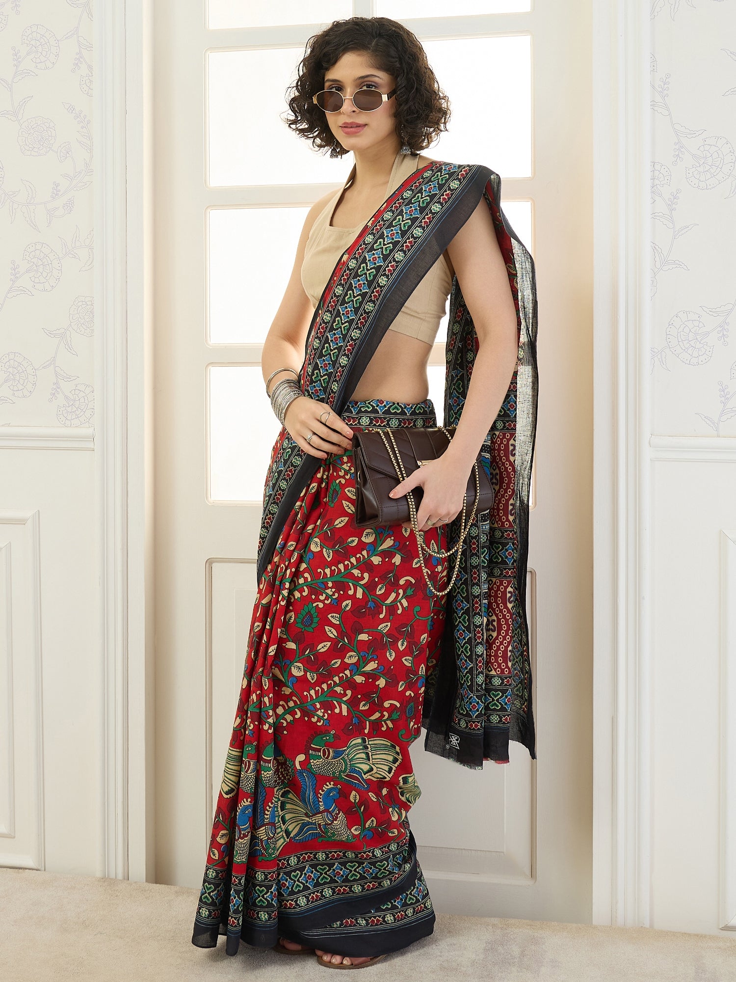 Red Kalamkari Saree