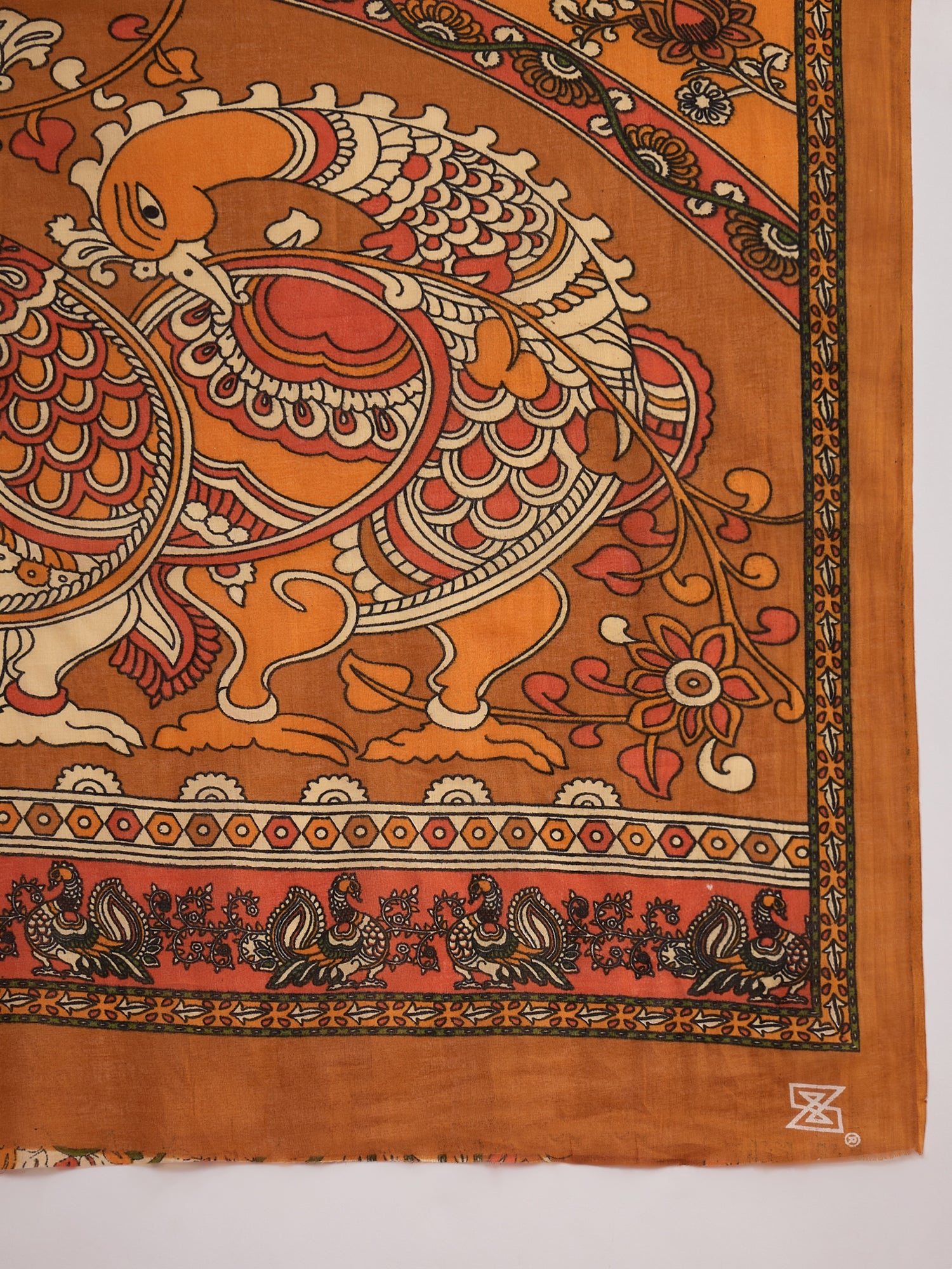 Beige Mustard Kalamkari Saree