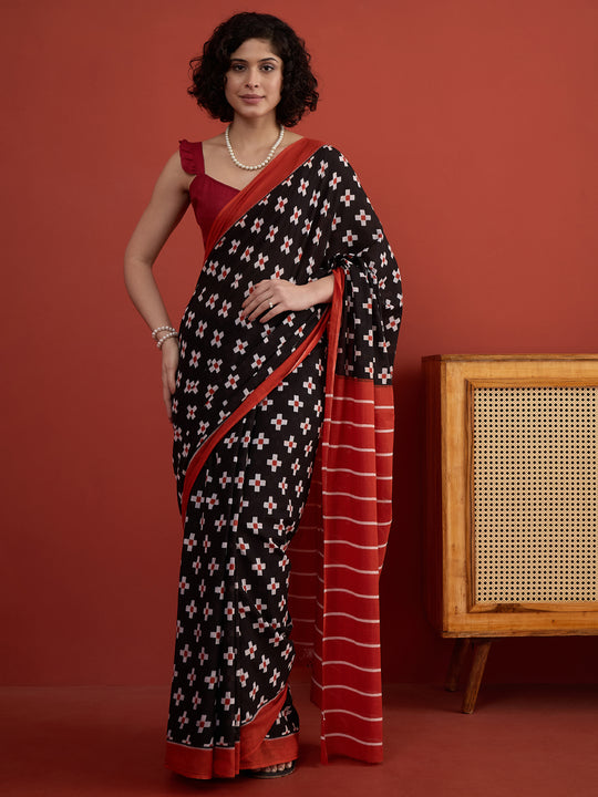 Black Cross Motif Saree