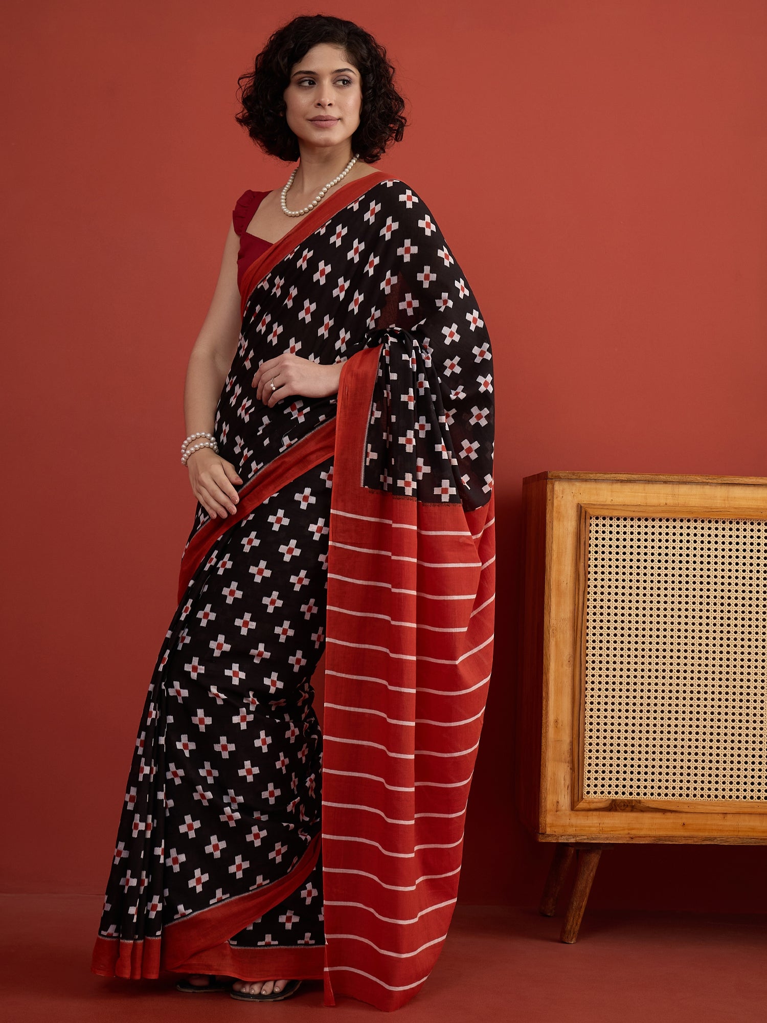 Black Cross Motif Saree