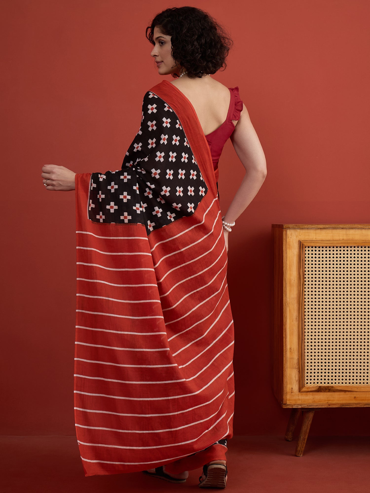 Black Cross Motif Saree