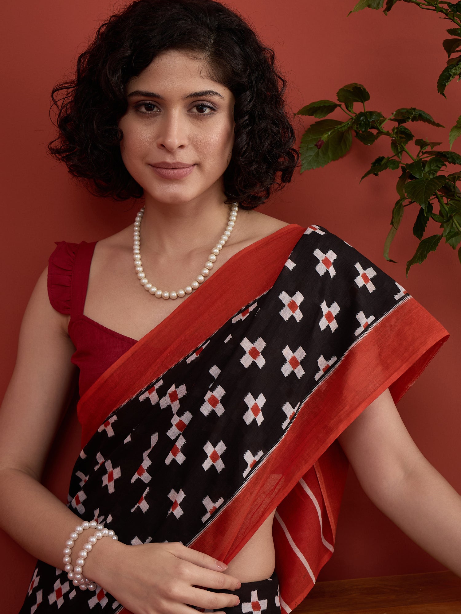 Black Cross Motif Saree