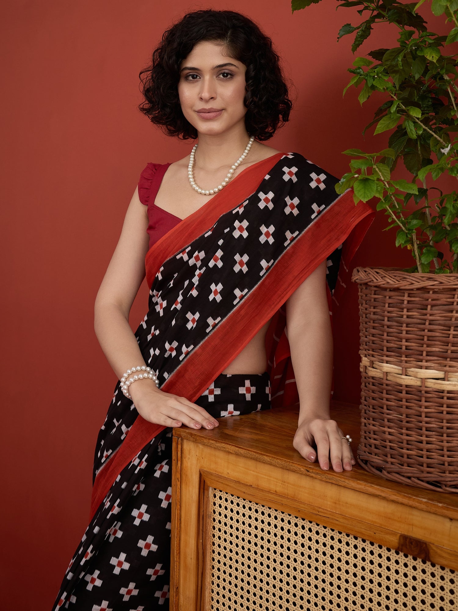 Black Cross Motif Saree