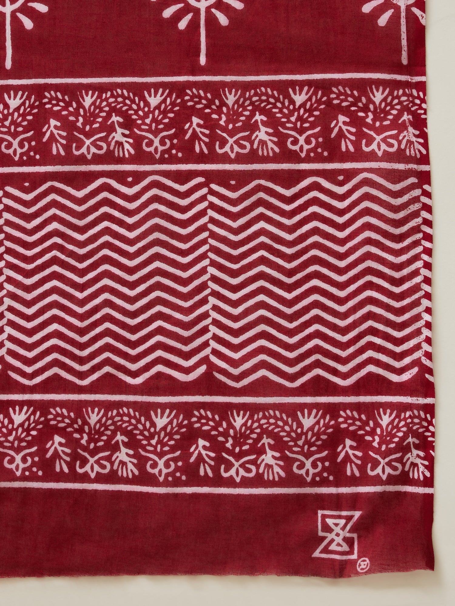 Maroon Geometric Print Saree