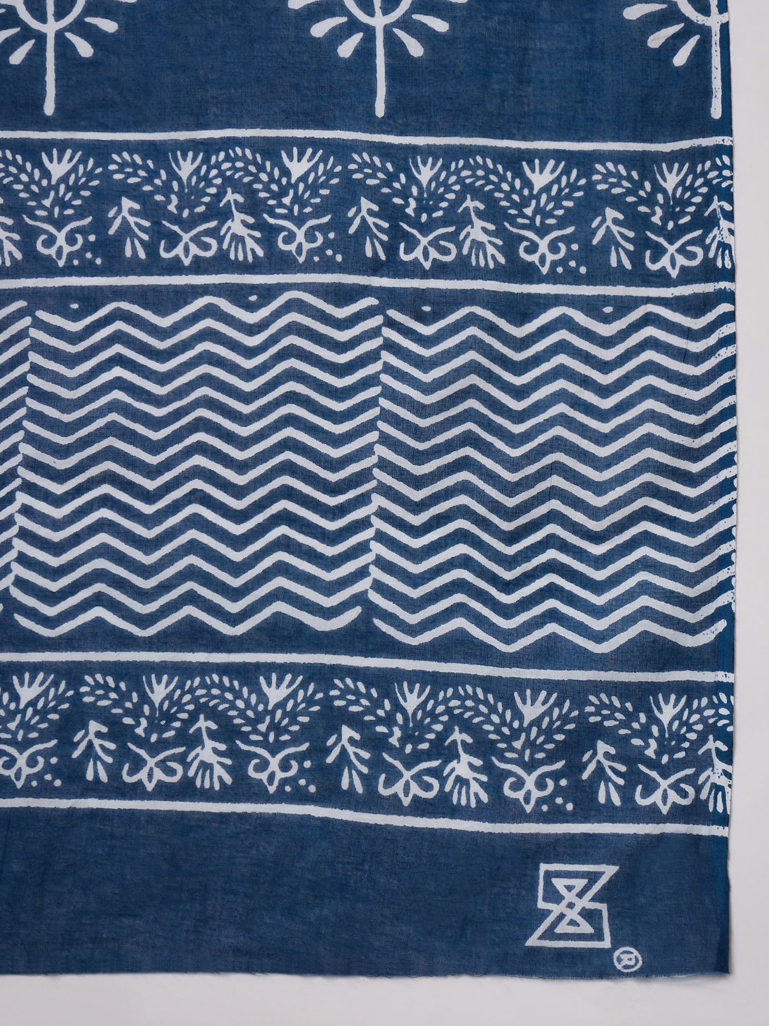Indigo Geometric Print Saree