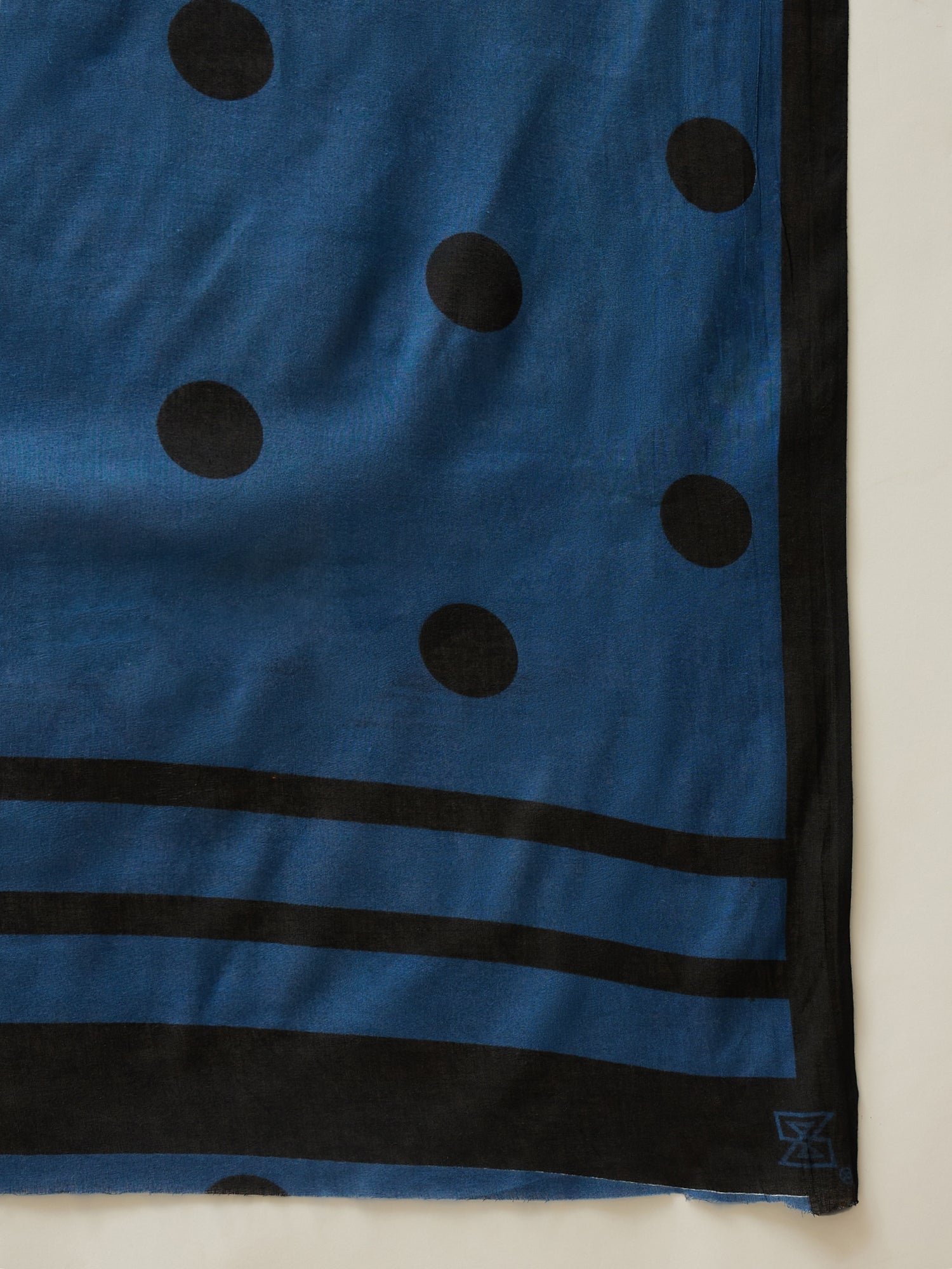 Blue Black Polka Dot Saree