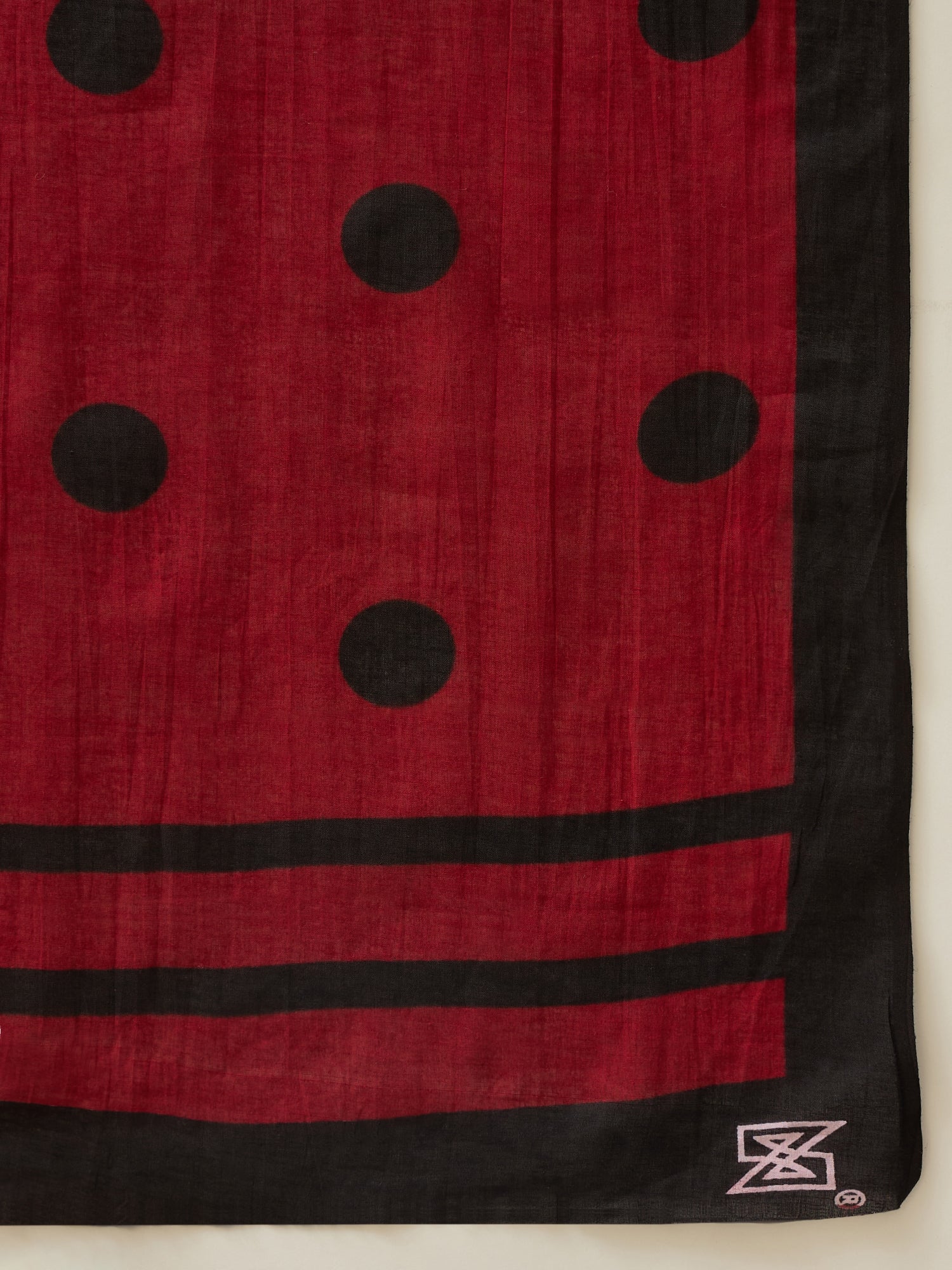 Maroon Black Polka Dot Saree