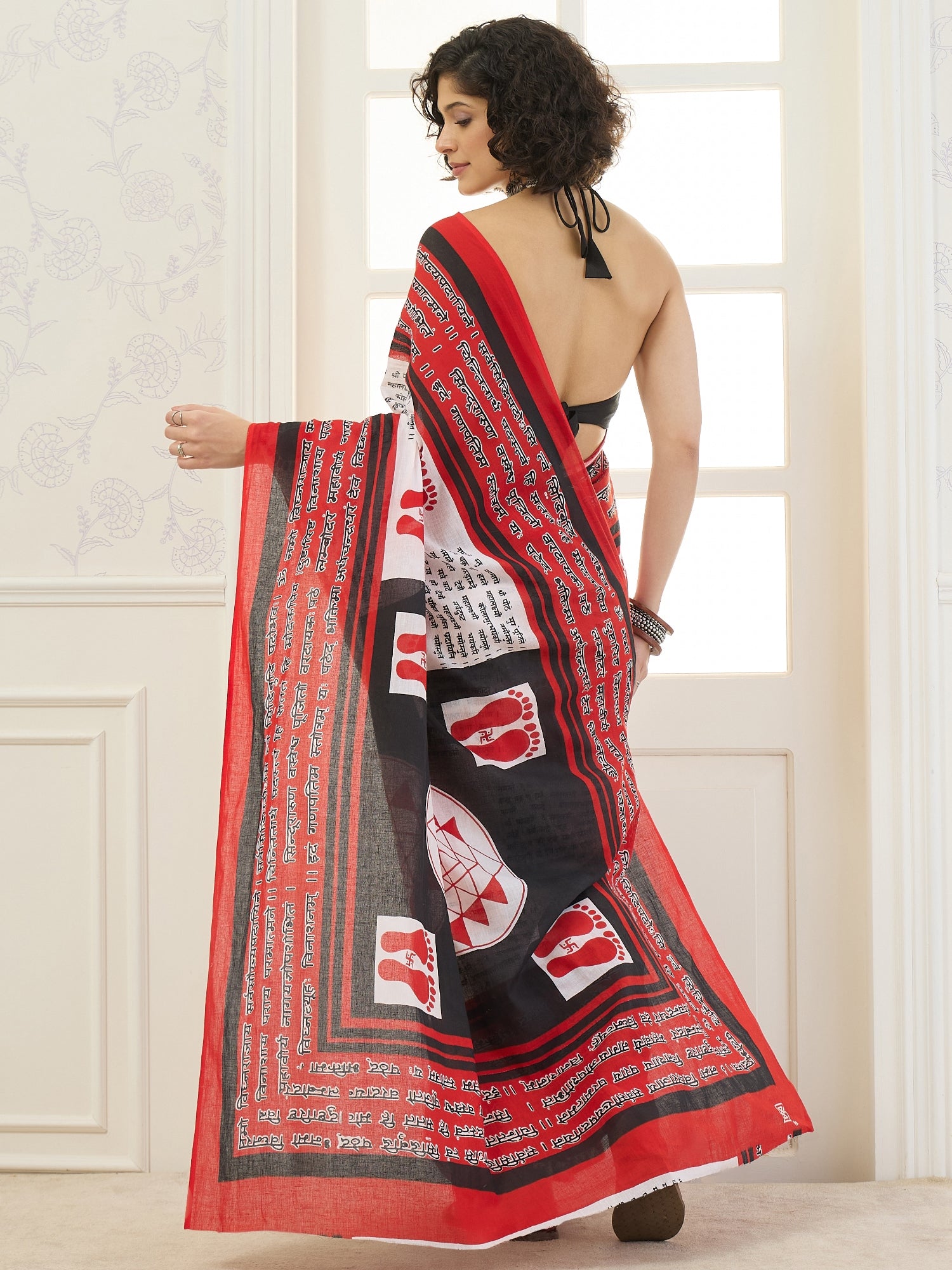 White Maha Lakshmi Ashtakam Saree
