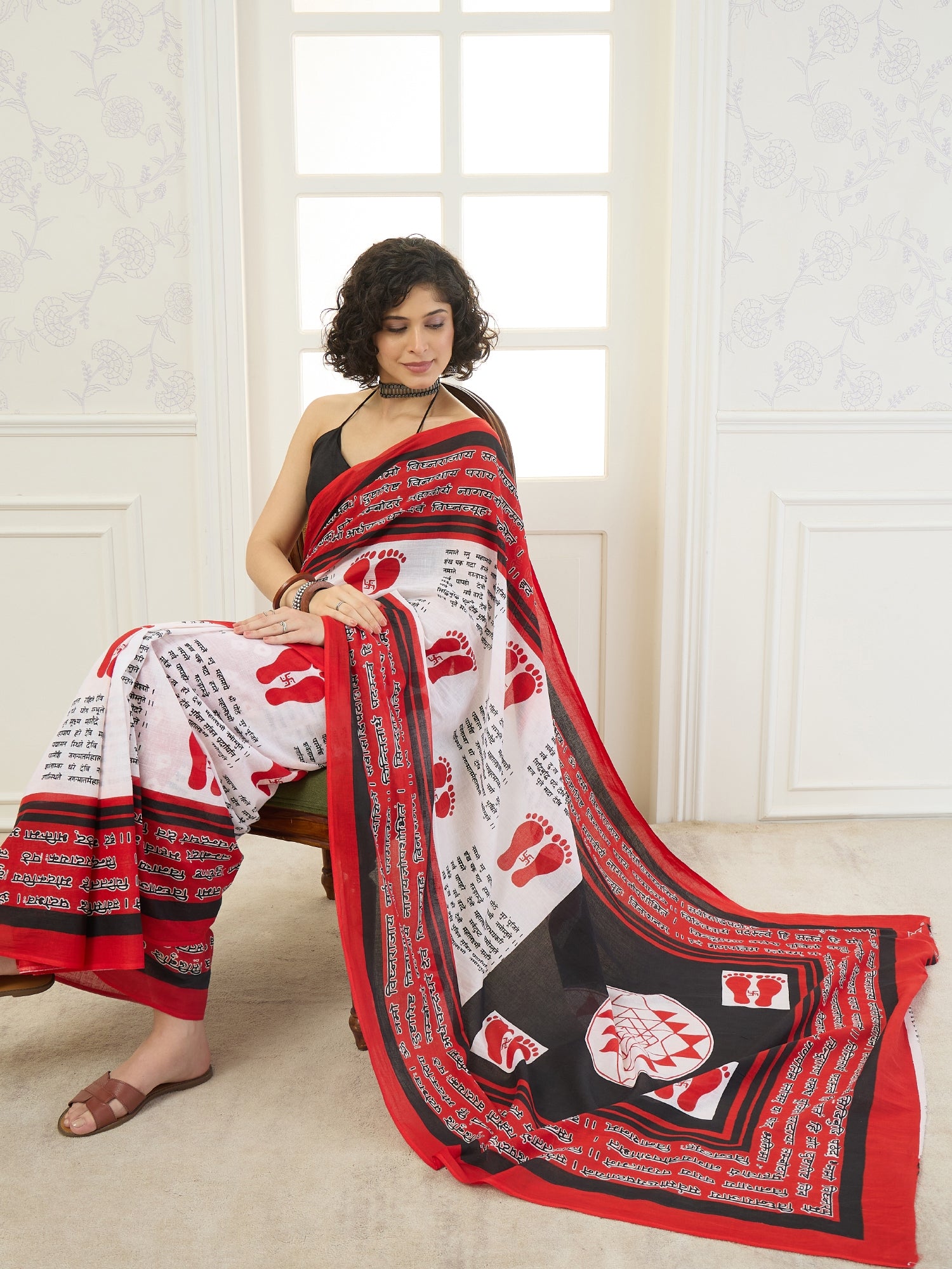 White Maha Lakshmi Ashtakam Saree