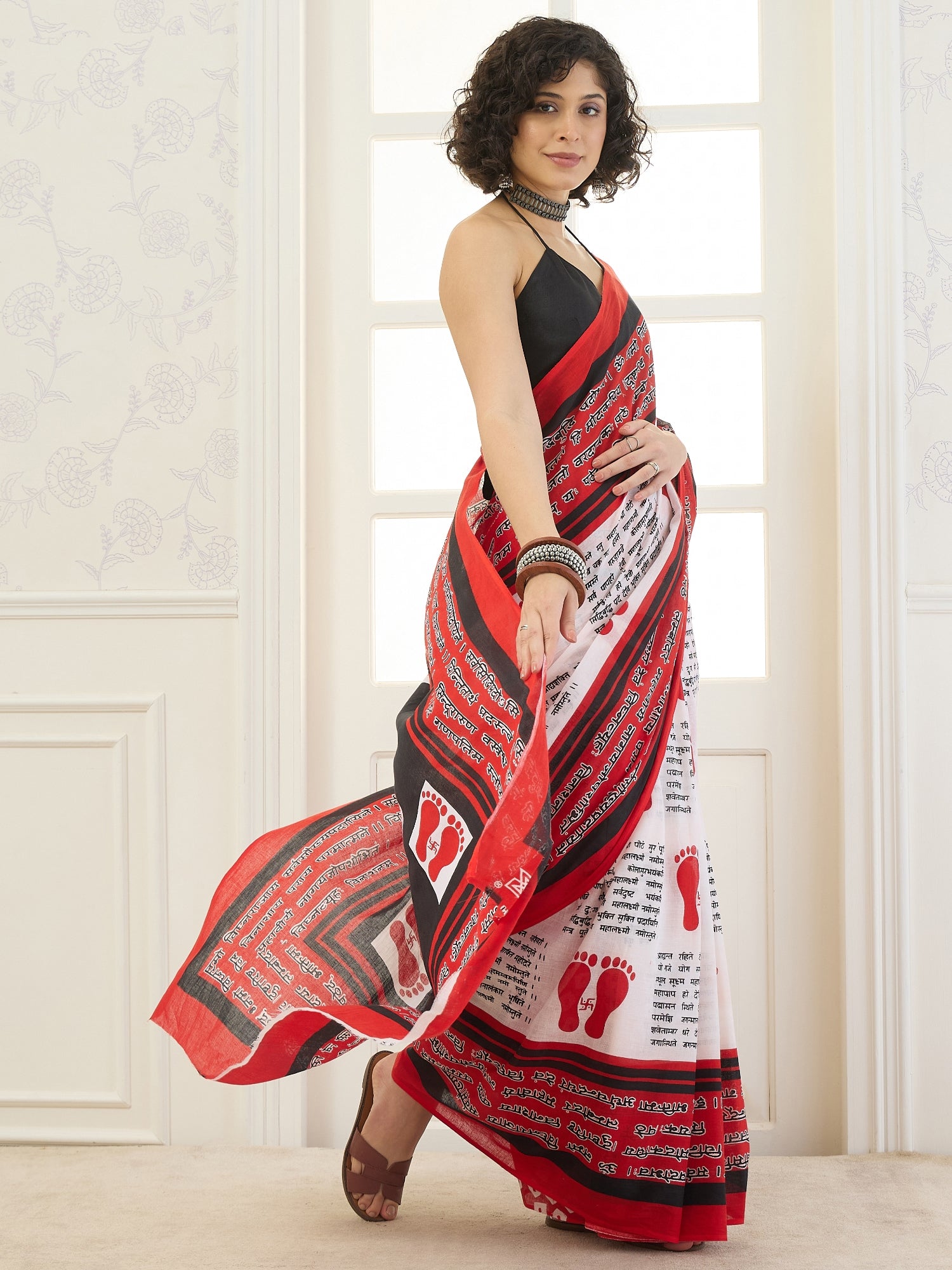 White Maha Lakshmi Ashtakam Saree
