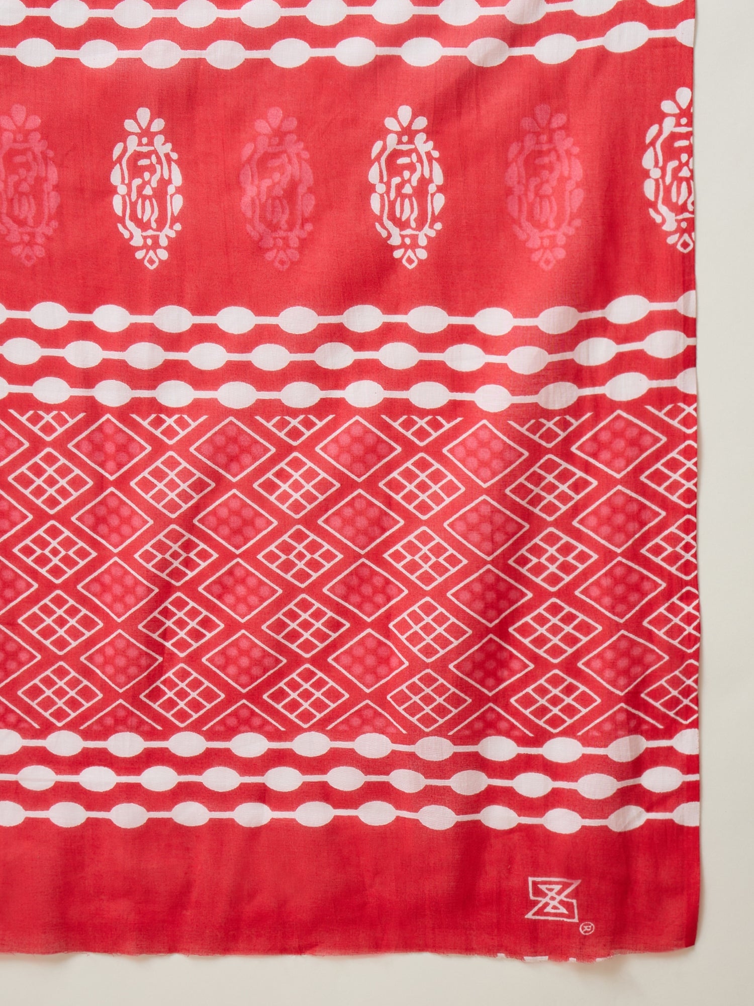 Red Tree Block Print Saree