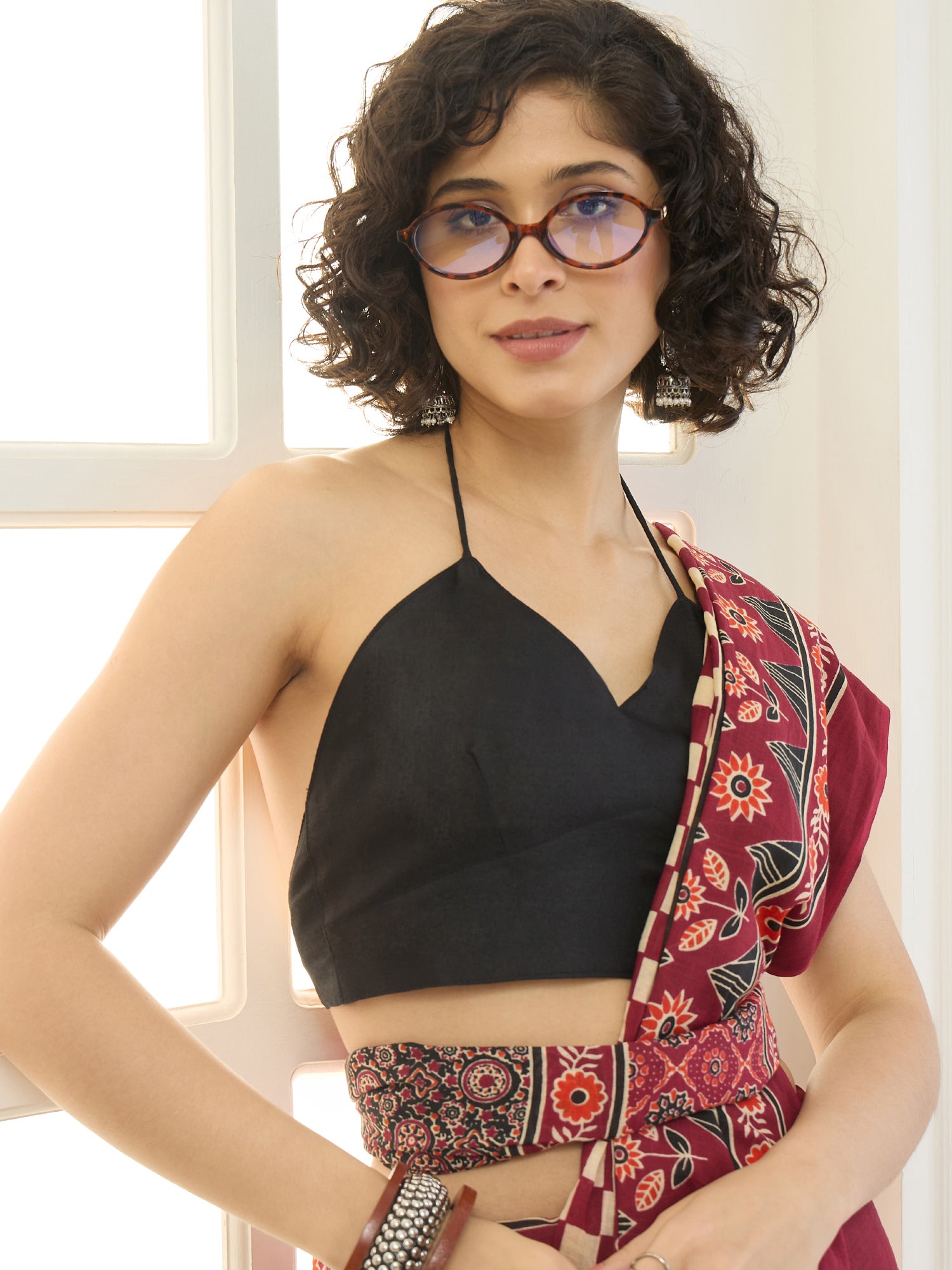 Maroon Pasapali Block Saree